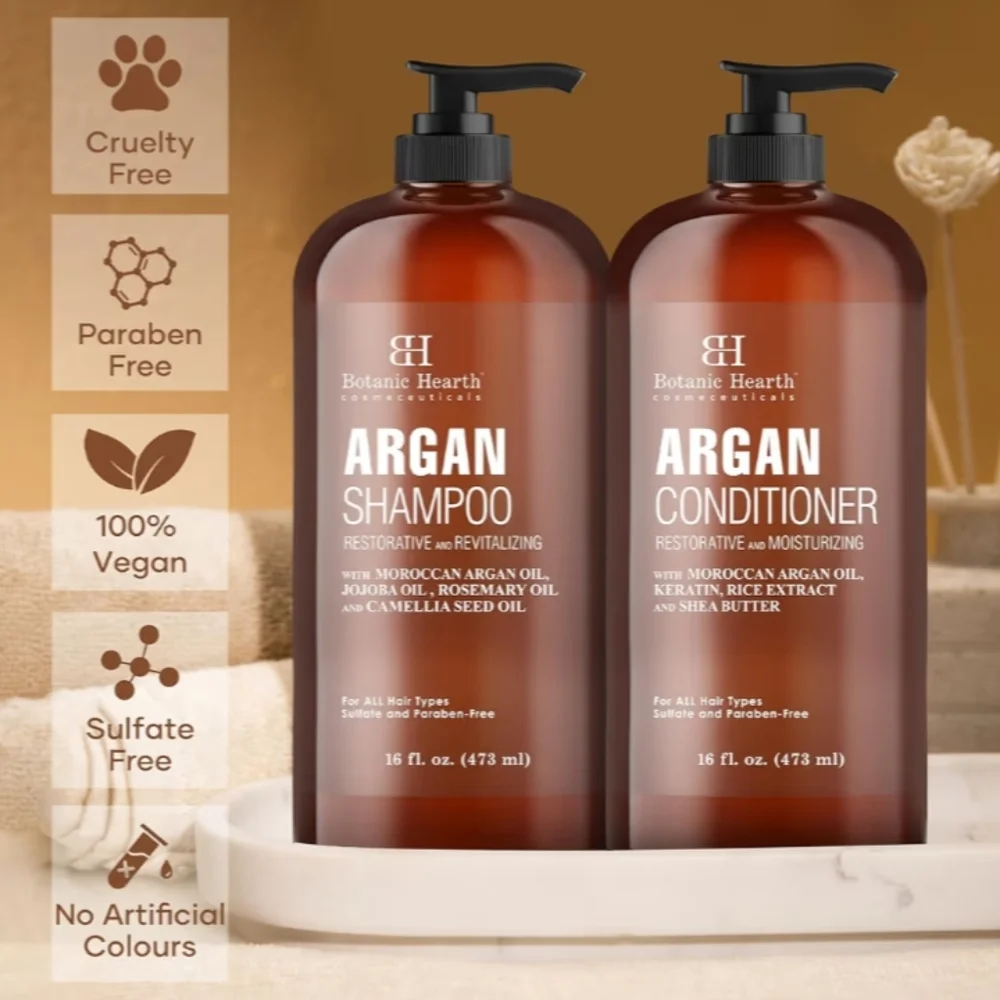 NEW BOTANIC HEARTH Moroccan Argon Shampoo & Conditioner Keratin-Shea Butter-16oz - Picture 1 of 5